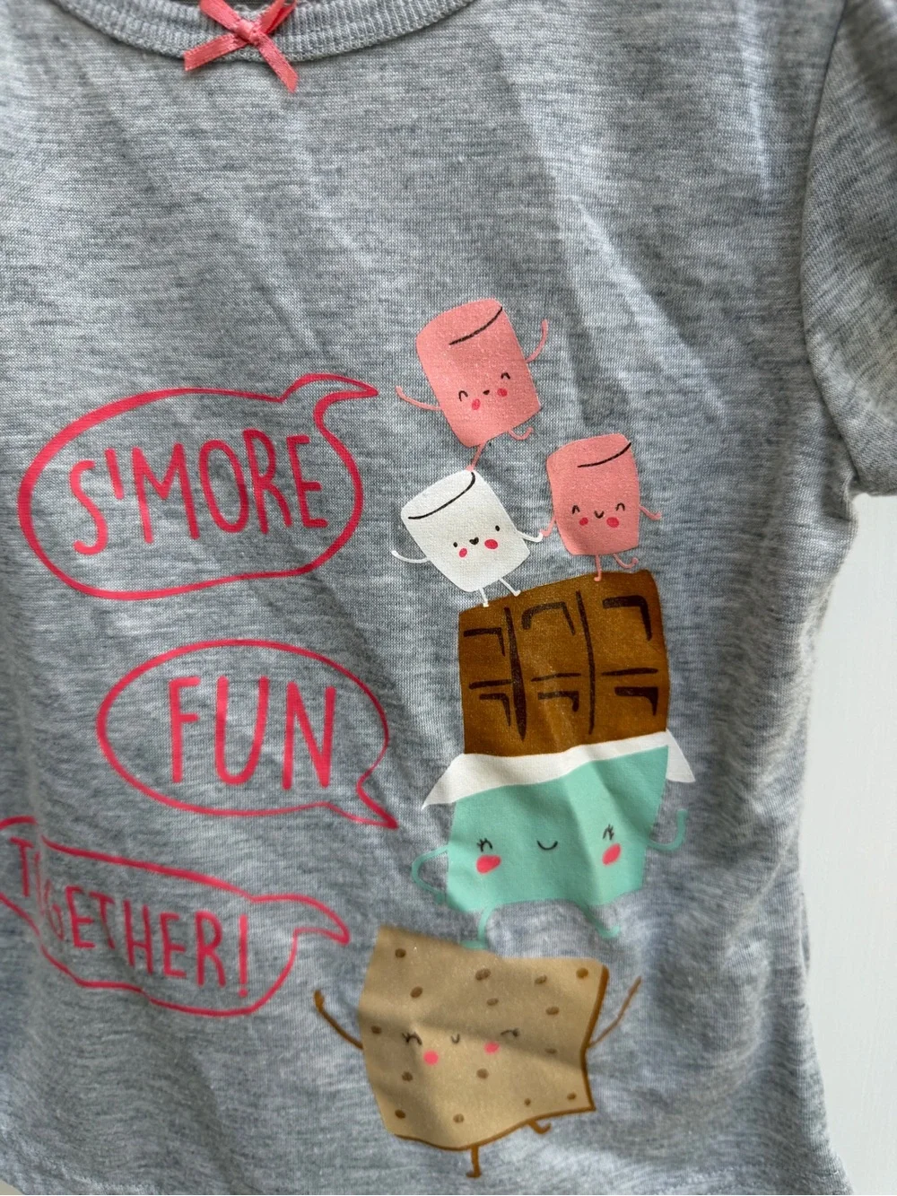 Carter's 4T Girls Gray Short Sleeve Tee Shirt Top Blouse S'more Fun Together'
